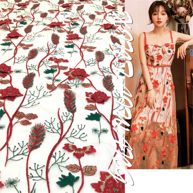 Embroidered Fabric Dress Women's Polyester for Women's Wear Wholesale 2